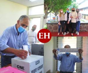 El precandidato del movimiento 'Unidad y Esperanza' del Partido Nacional, Nasry 'Tito' Asfura, llegó a la Universidad Pedagógica Nacional Francisco Morazán (UNPFM) junto a su familia para ejercer el voto. Fotos: Marvin Salgado|EL HERALDO.