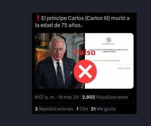 Captura de pantalla a una publicación de X realizada el 18 de marzo de 2024.