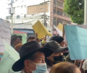 Con pancartas en mano, los pacientes renales llegaron hasta los bajos del Congreso Nacional a exigir que no sea derogada la Ley Nacional Renal.