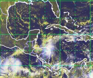 La tormenta tropical Hanna provoca fuertes lluvias en La Mosquitia. (Imagen cortesía del Centro Nacional de Huracanes de Miami)