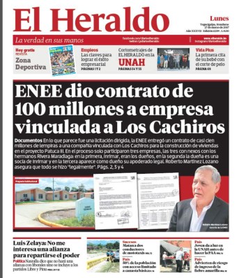 ENEE dio contrato de 100 millones a empresa vincula a Los Cachiros
