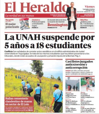 La UNAH suspende por cinco años a 18 estudiantes