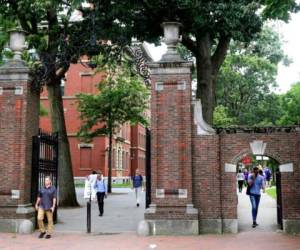La entrada de la Universidad de Harvard en Cambridge, Massachusetts. Foto AP.
