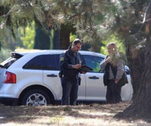 Se ve a agentes de la ley en una escuela primaria en la comunidad de la reserva Rancho Tehama, donde un hombre armado abrió fuego el martes. Foto Agencia AP.