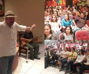 Edgar Valeriano, el cuentacuentos, y Mariano Rodríguez, el músico, ambos parte del grupo Bambú pusieron el ambiente en la celebración del idioma.