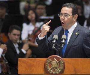 El presidente de Guatemala, Jimmy Morales, durante una de sus comparecencias.
