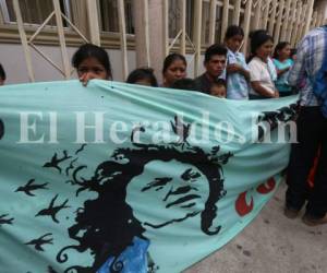 Caso Berta Cáceres: Audiencia preliminar a imputados y protesta de copines en los juzgados de la capital de Honduras.