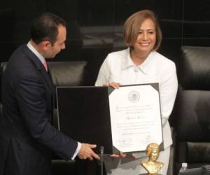 Rosario Marín fue galardonada hace una semana por el Senado de la República con el reconocimiento Elvia Carrillo Puerto por su promoción y defensa de los derechos humanos.