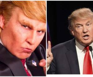 El actor Johny Deep caracterizando a Trump, junto al magnate inmobiliario.