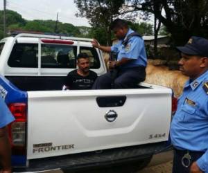 El reo tras ser recapturado por miembros de la Policía Nacional (Foto: PN/ El Heraldo Honduras/ Noticias de Honduras)
