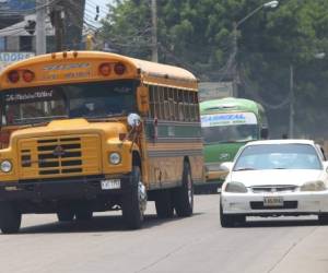 El servicio de transporte urbano capitalino en la actualidad funciona en unas 40 rutas, según un informe del IHTT. Foto: Alex Pérez/El Heraldo.