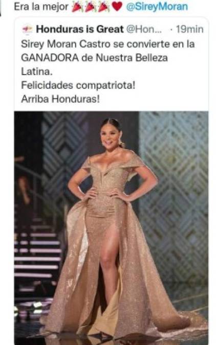 Sirey Morán: Así reaccionaron los hondureños tras ganar la corona de Nuestra Belleza Latina