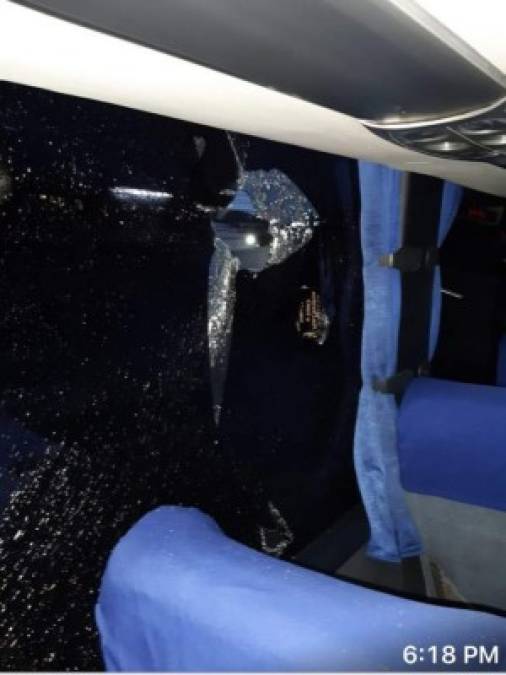 Los destrozos que dejaron miembros de la Ultra Fiel a bus del Motagua
