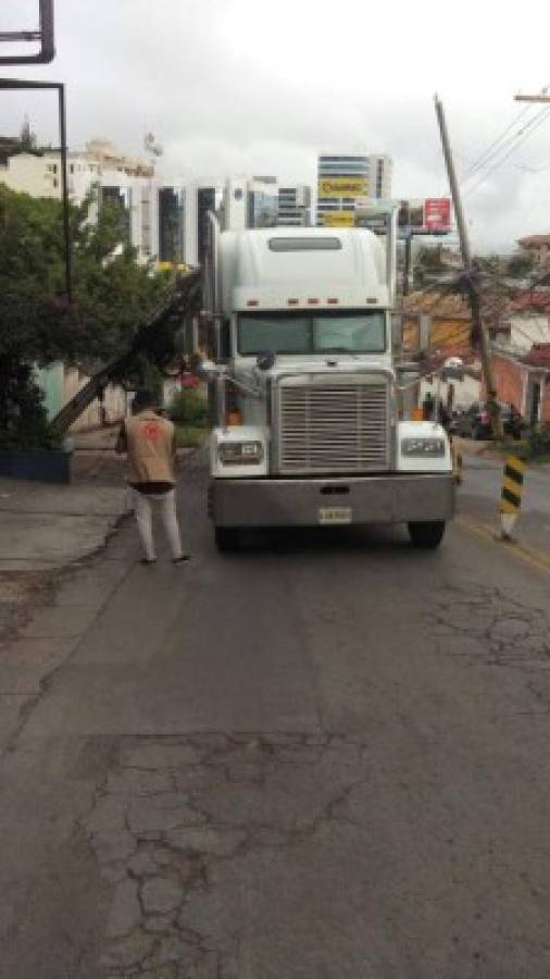 Empresa Energía Honduras atiende daños en red de Distribución eléctrica provocados por camión