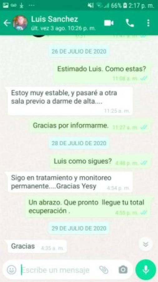 Luis Sánchez, docente de la UNAH, avisó que en dos días salía recuperado del covid-19