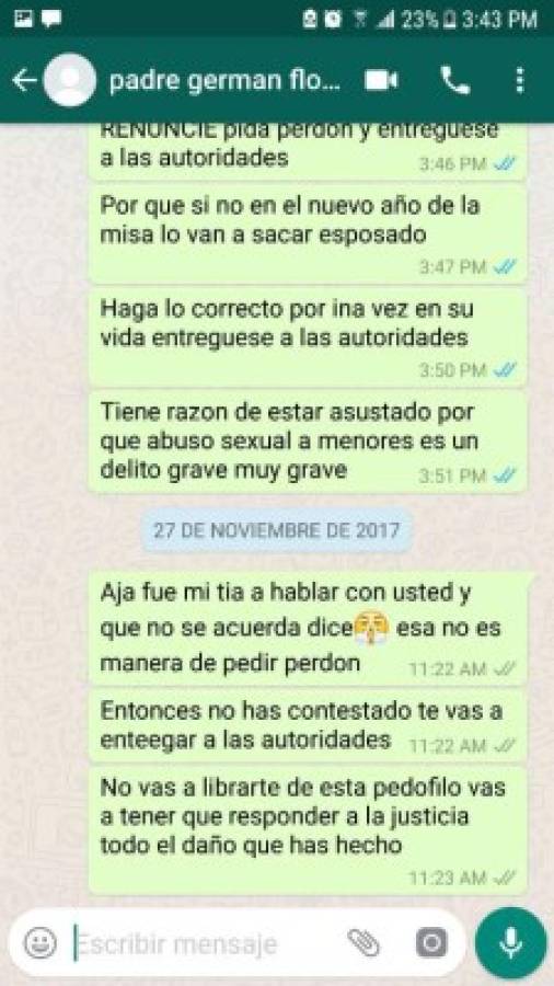 Los chats que delatarían al padre German Flores, acusado de violación: 'Sabemos lo que le hizo a las niñas'