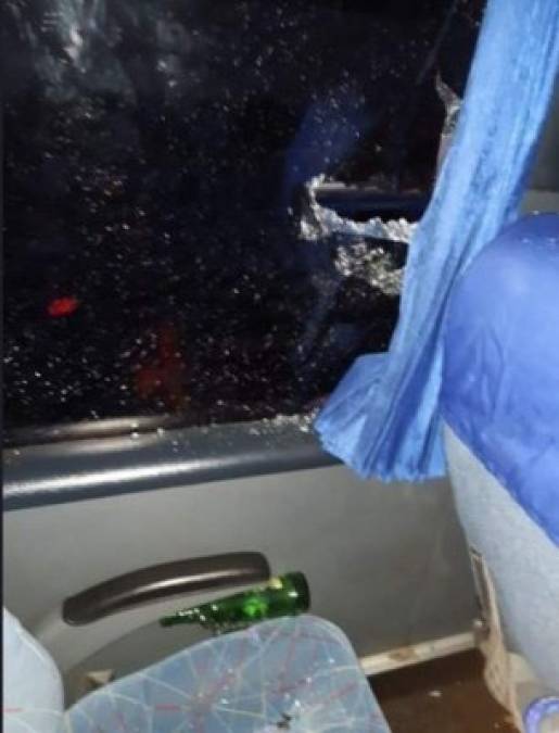 Los destrozos que dejaron miembros de la Ultra Fiel a bus del Motagua