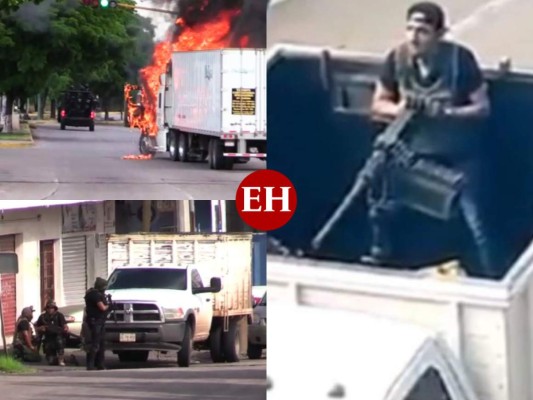 Balaceras, incendios y caos: las fotos por la captura del hijo de 'El Chapo'