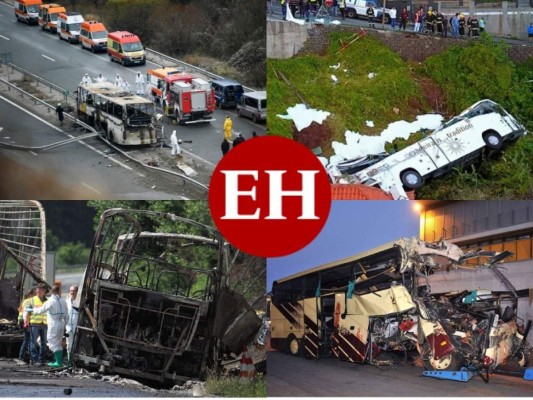 El accidente de autobús que causó 46 muertes en la noche del lunes en Bulgaria es el más mortífero ocurrido en Europa en los últimos diez años. Aquí una lista de los accidentes más graves en el continente en la última década. FOTOS: AP/AFP