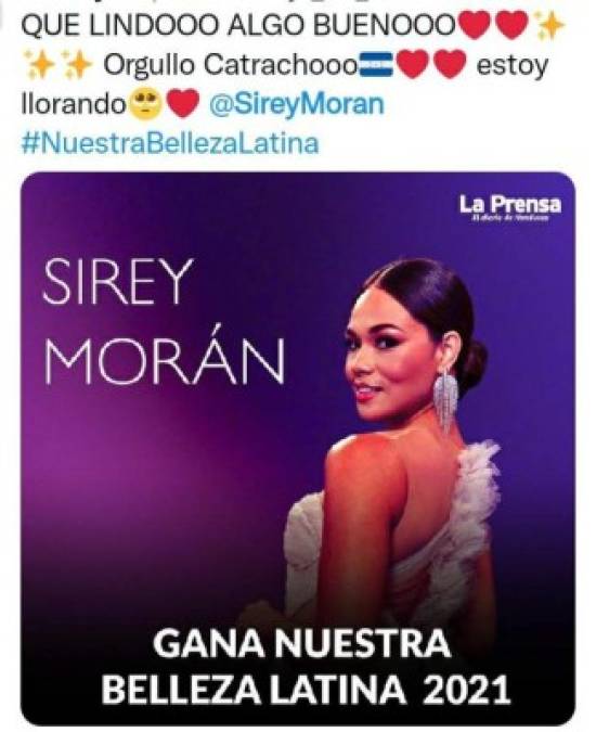 Sirey Morán: Así reaccionaron los hondureños tras ganar la corona de Nuestra Belleza Latina