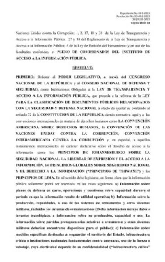 Honduras: IAIP no puede ordenar, solo sugerir, dice Congreso Nacional