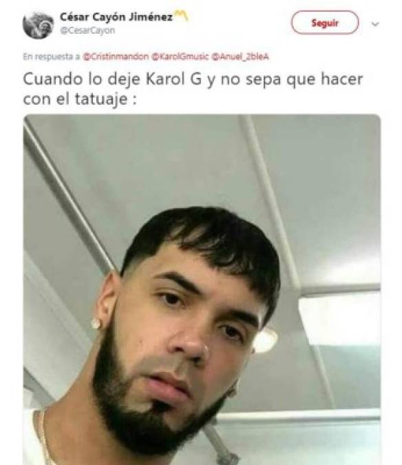 Los divertidos memes que provocó el tatuaje de Anuel AA sobre Karol G en la espalda