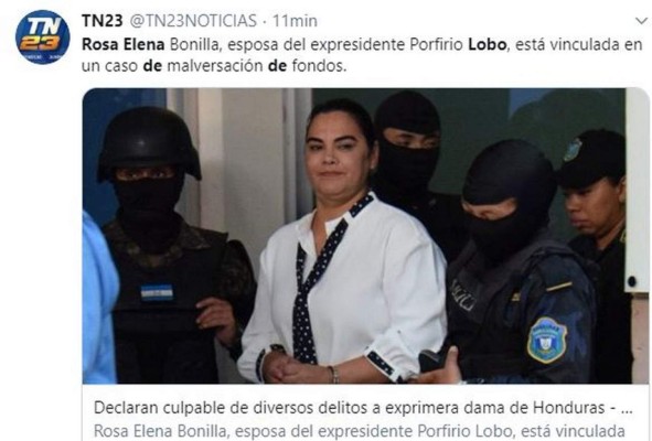 Así informaron medios internacionales fallo contra ex primera dama de Honduras