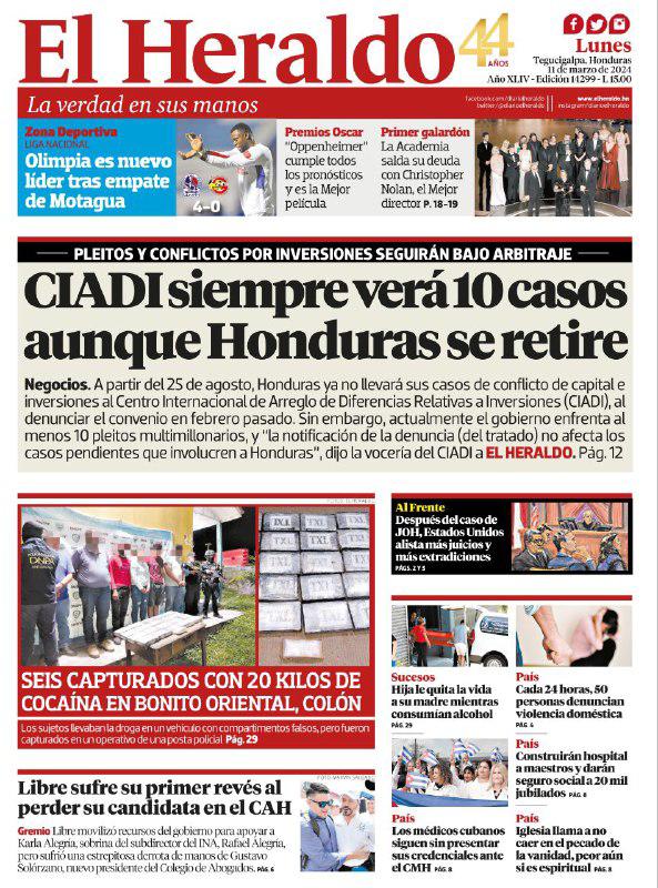 CIADI siempre verá 10 casos aunque Honduras se retire