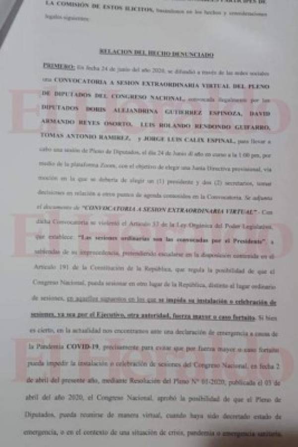 Congreso Nacional denuncia por usurpación de funciones a diputados opositores