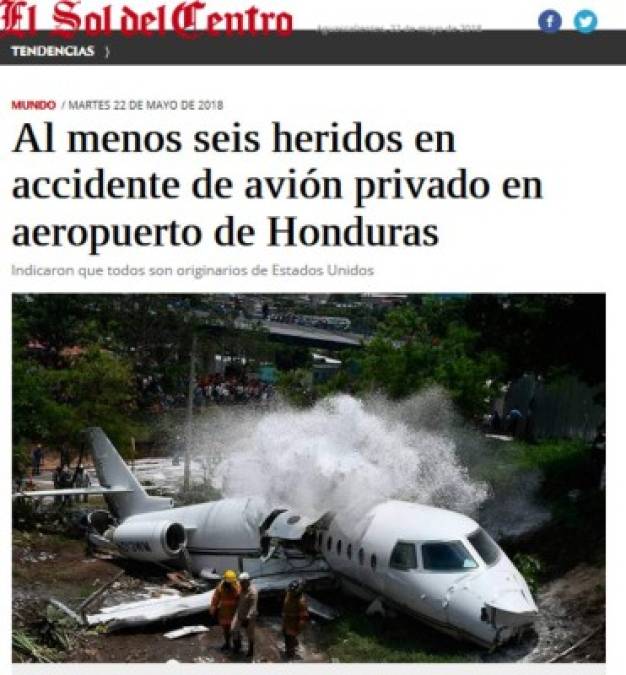 Medios internacionales destacan accidente de avión en el aeropuerto Toncontín