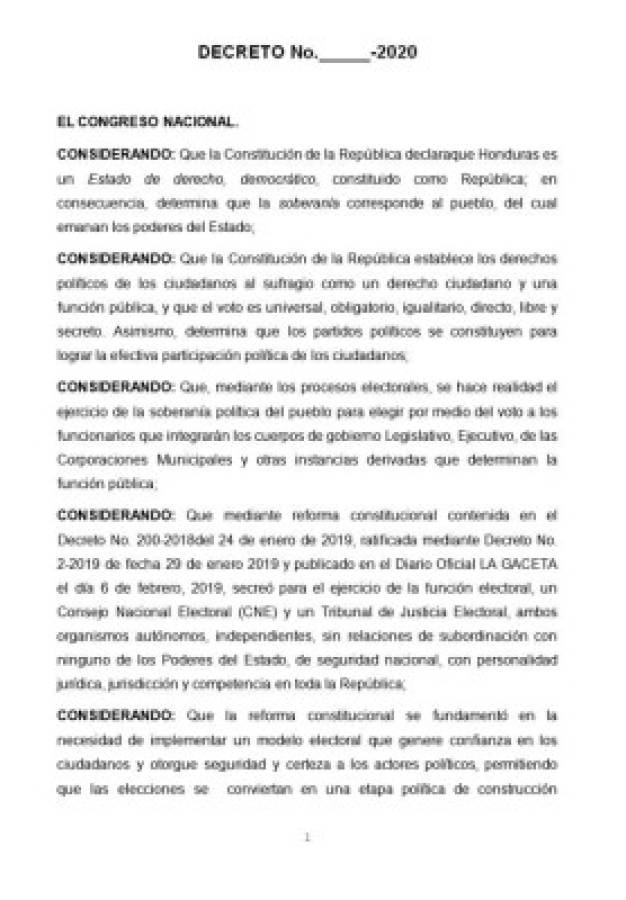 En dos días el Congreso busca aprobar la nueva Ley Electoral