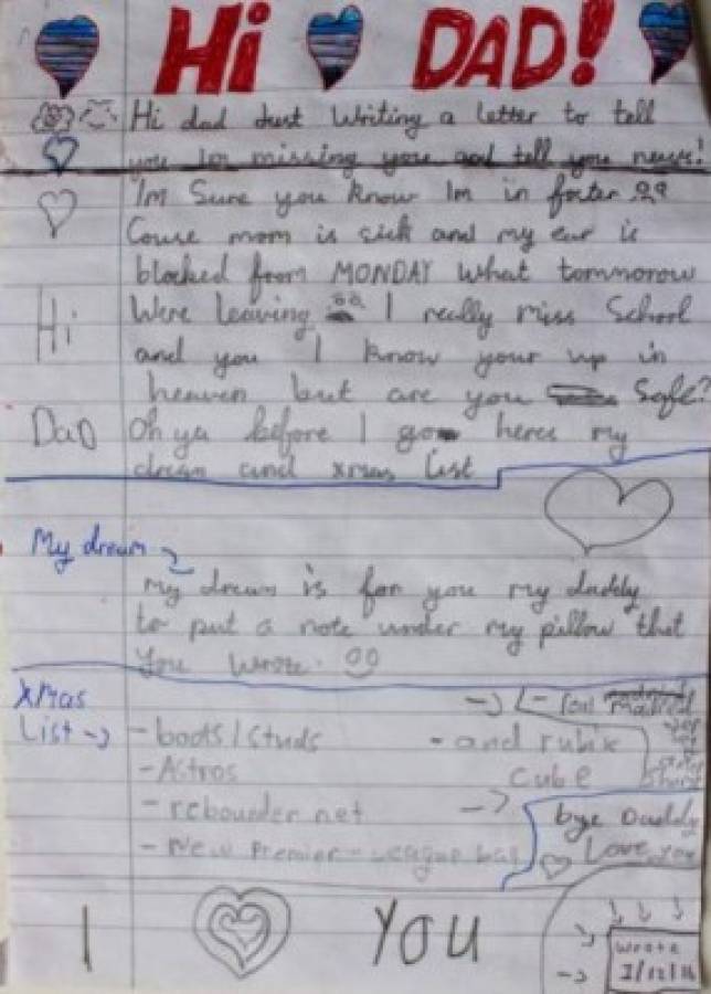 La tierna carta de Navidad de un niño madridista a su padre fallecido