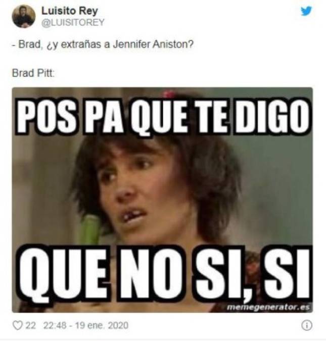 Brad Pitt y Jennifer Aniston se reencuentran y los memes se hacen virales