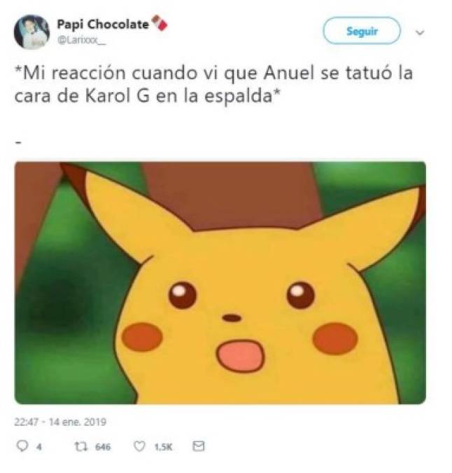 Los divertidos memes que provocó el tatuaje de Anuel AA sobre Karol G en la espalda