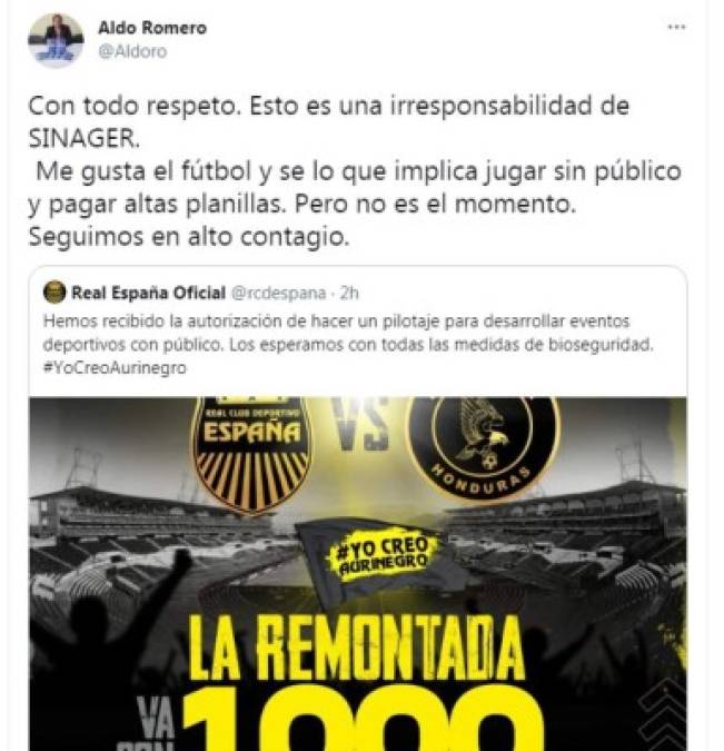 Polémica: Así critican el regreso de la afición a los estadios de Honduras
