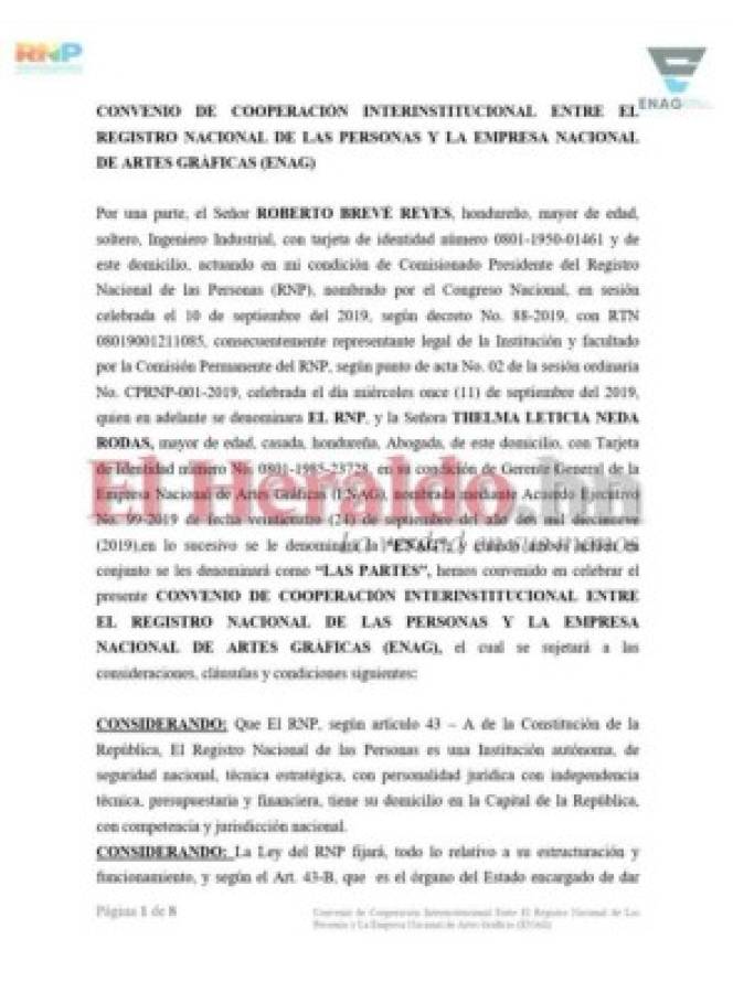 EL HERALDO accedió al convenio firmado entre el RNP y el ENAG.