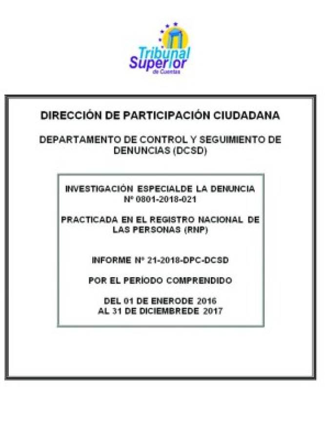 El informe de 11 páginas confirma que los jugadores del Club Deportivo Infop, ahora Real de Minas, fueron contratados por el Registro Nacional de las Personas (RNP), tal y como lo denunció la Unidad Investigativa de EL HERALDO en febrero de este año.