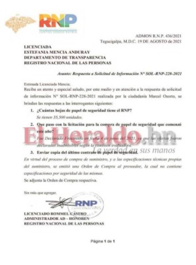 EL HERALDO confirmó que solo había 35,000 hojas del papel de seguridad anterior.