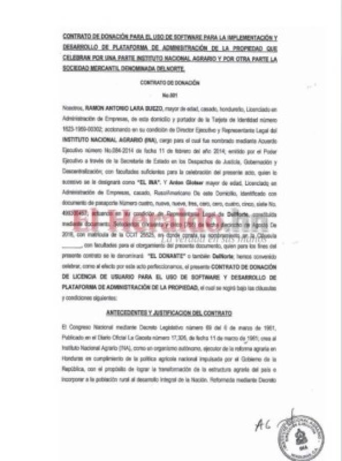 El Heraldo comprobó que alguna de la información establecida en este contrato es falsa y no fue corroborada por las autoridades del INA.