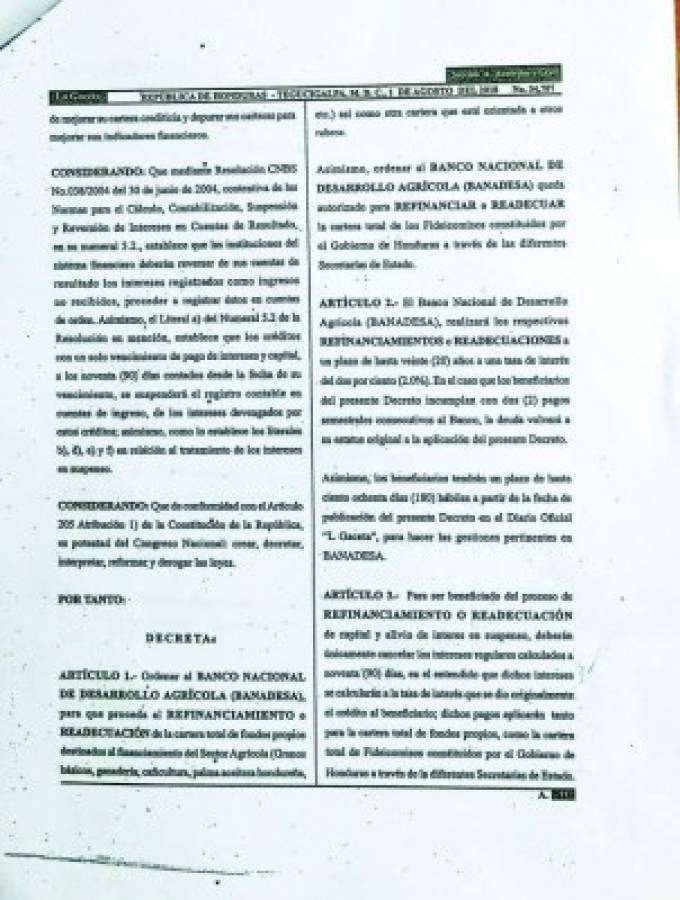 Más de 700 millones de intereses condonará Banadesa vía decreto