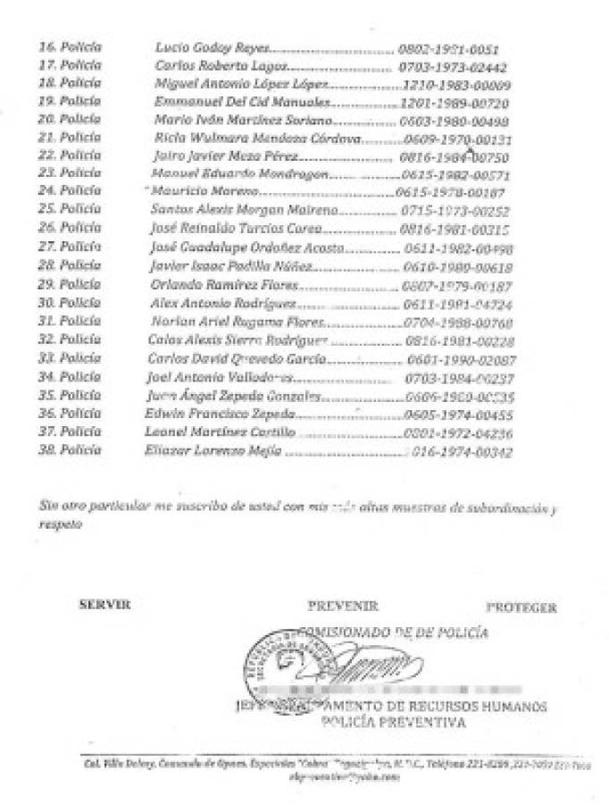 Oficiales y agentes de la policía vinculados en crímenes de alto impacto