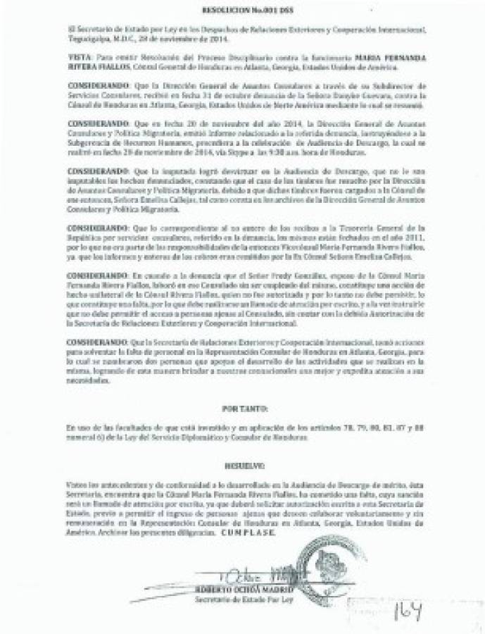 Cónsul de Honduras en Atlanta violó Ley de Servicio Consular