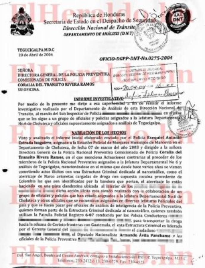 Banda de policías coordinó llegada de narcoavionetas a Honduras