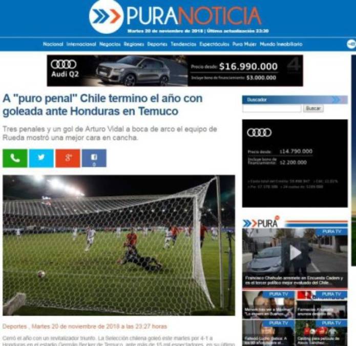 Prensa chilena reconoce pésimo arbitraje contra Honduras