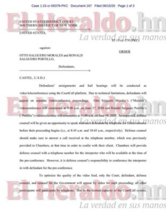 Documentos sobre la audiencia de los primos Salguero.