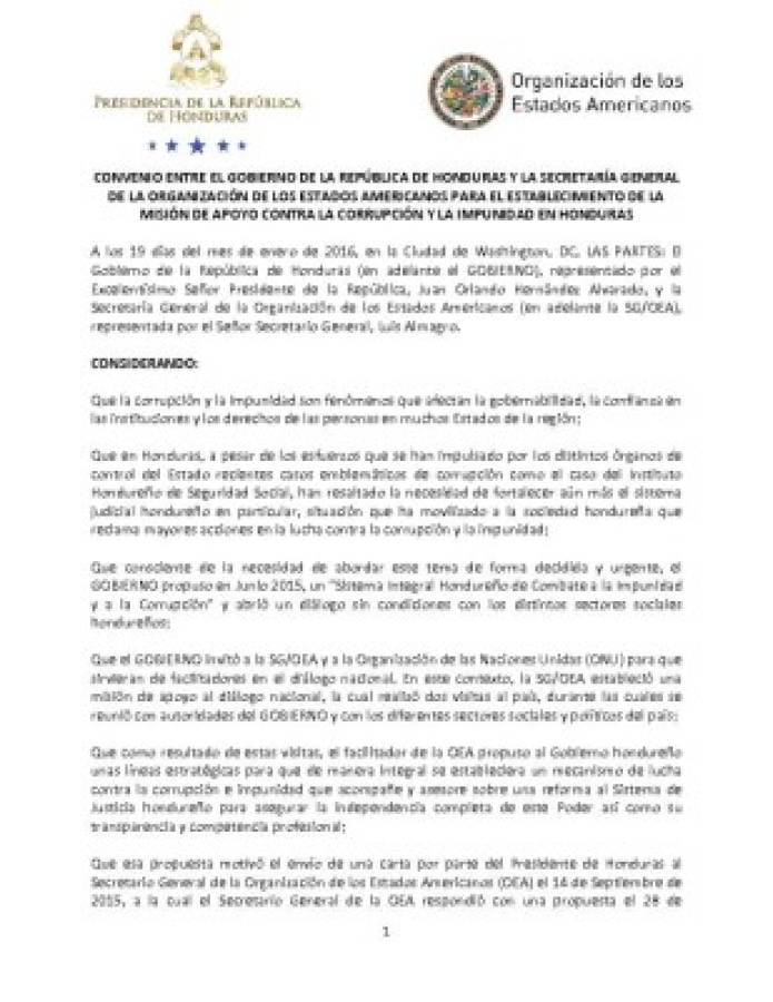 Documento final MACCIH, Honduras, OEA