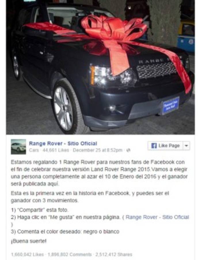 Range Rover no regalará camioneta en concurso