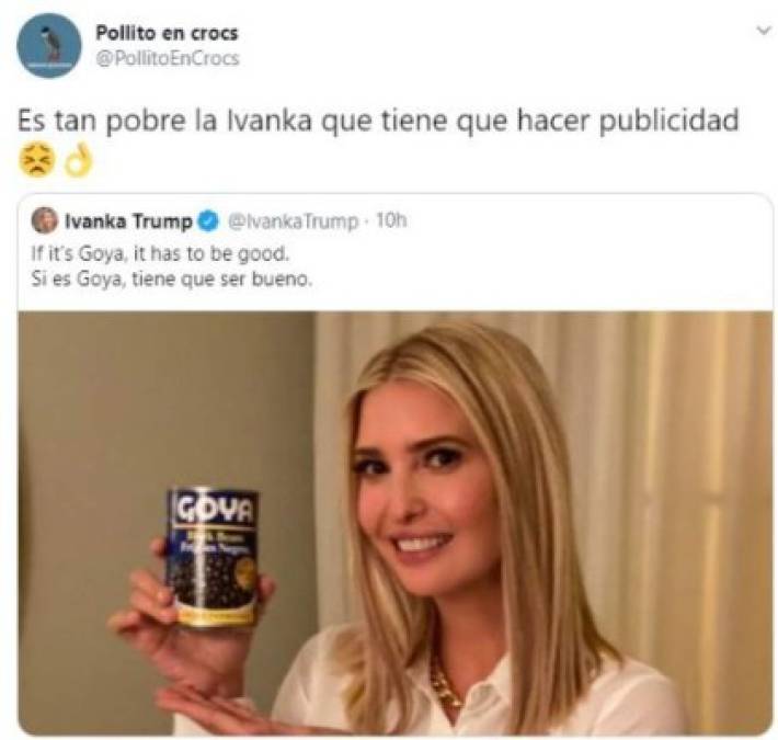 Ivanka Trump desata ola de memes tras posar con lata de frijoles Goya