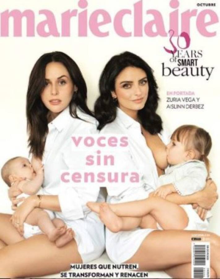 En la portada del mes de octubre de la revista Marie Clare aparecen Aislinn Derbez y Zuria Vega amantando a sus bebés, especial en el que hablan sin censura sobre los miedos de las madres primerizas. Foto: Instagram.