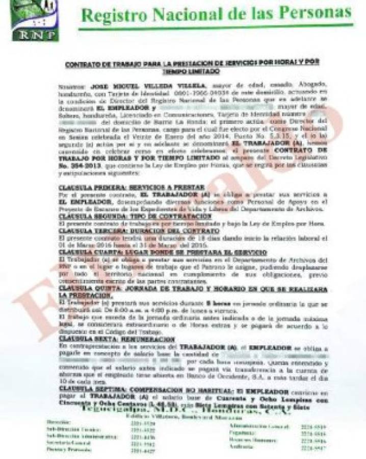 El contrato de trabajo de los jugadores es igual al de los demás empleados contratados por hora en el Registro Nacional de las Personas (RNP), por lo que no deberían optar a privilegios.